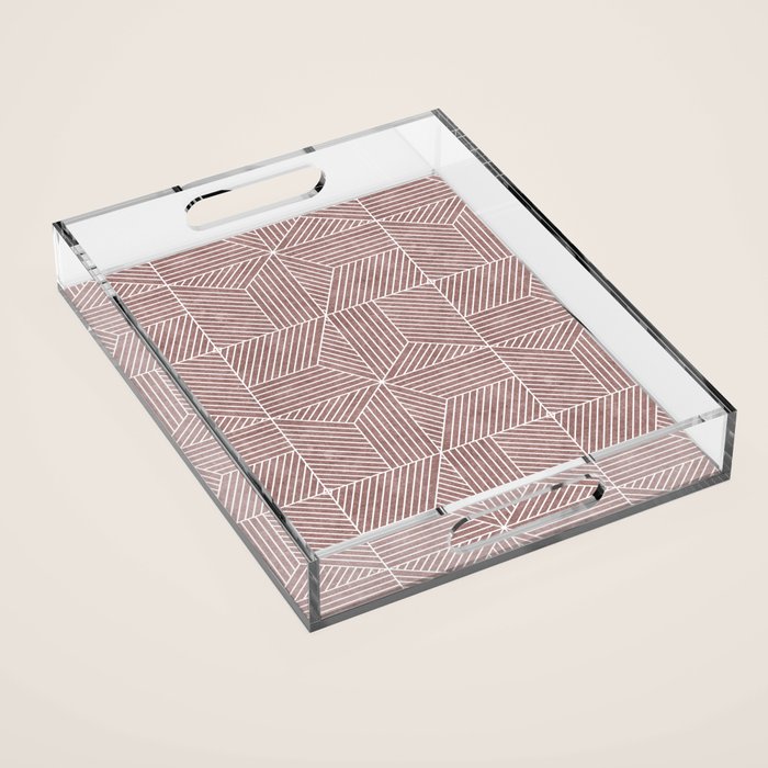 bohemian geometric tiles - mauve Acrylic Tray Gallery Image 1