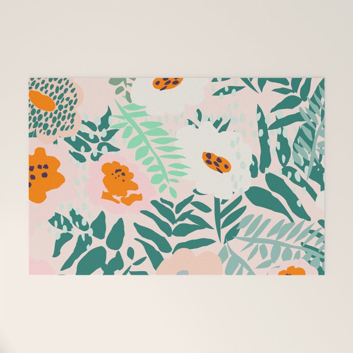 Botanical dopamine flowers Welcome Mat Gallery Image 1