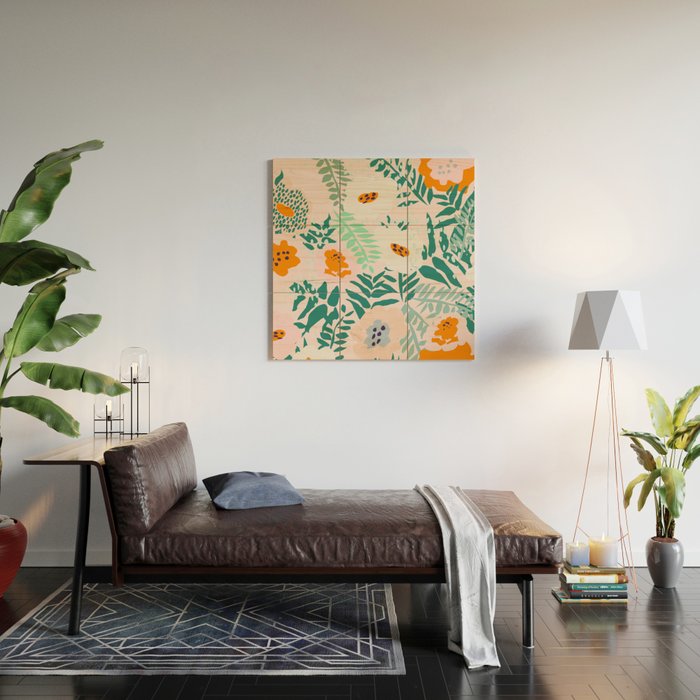 Botanical dopamine flowers Wood Wall Art Gallery Image 2