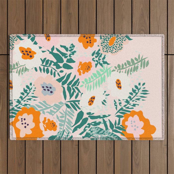 Botanical dopamine flowers Outdoor Rug Gallery Image 1