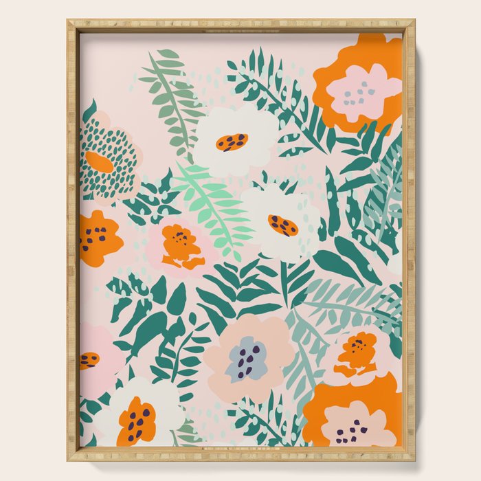 Botanical dopamine flowers Serving Tray Gallery Image 1