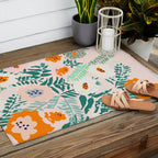 Botanical dopamine flowers Outdoor Rug Gallery Image 2