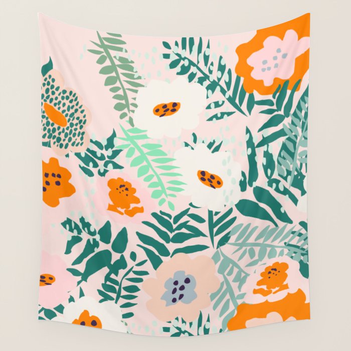 Botanical dopamine flowers Wall Tapestry Gallery Image 1