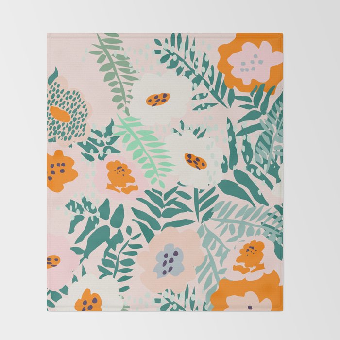 Botanical dopamine flowers Throw Blanket Gallery Image 2
