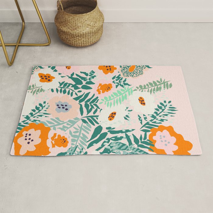 Botanical dopamine flowers Rug Gallery Image 1