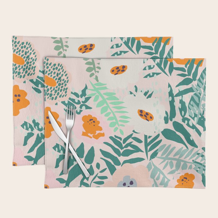 Botanical dopamine flowers Placemat Gallery Image 1