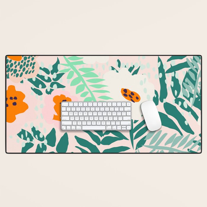 Botanical dopamine flowers Desk Mat Gallery Image 1