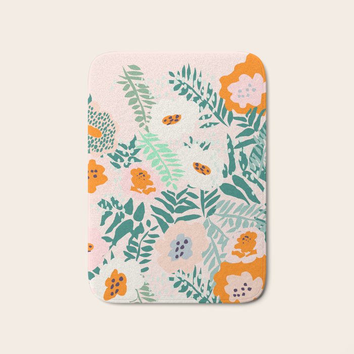 Botanical dopamine flowers Bath Mat Gallery Image 1