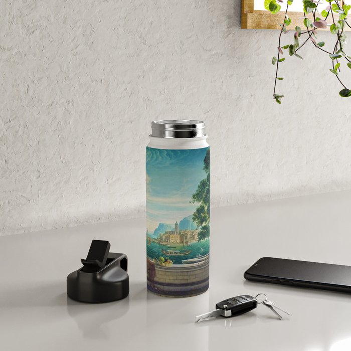 Capriccio of a Mediterranean Seaport Landscape No. 2 by Rex Whistler Water Bottle Gallery Image 4