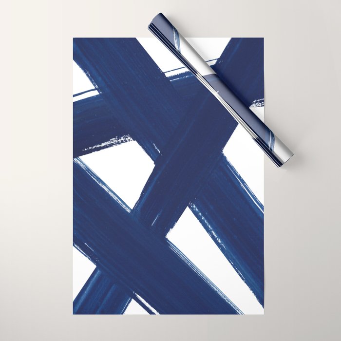 Indigo Abstract Brush Strokes | No. 3 Wrapping Paper Gallery Image 1