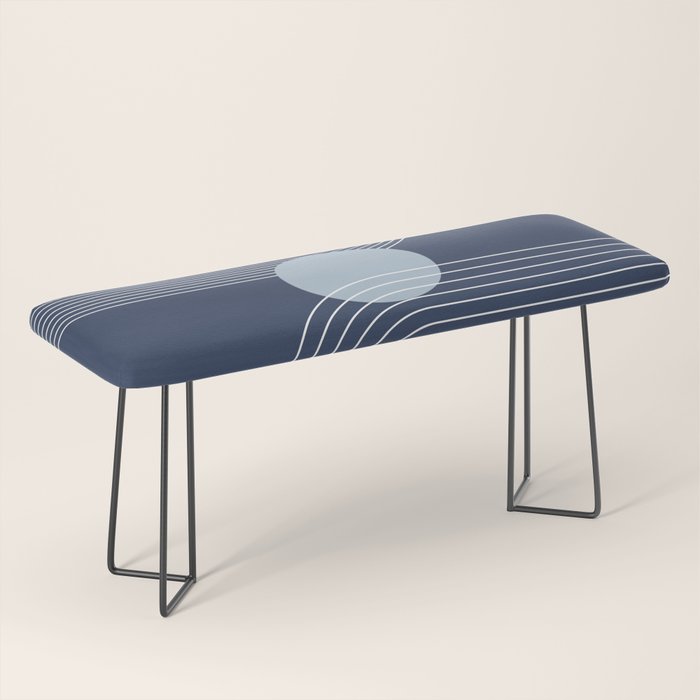 Geometric Lines in night Blue 10 (Rainbow and Sun Abstract) Bench Gallery Image 1