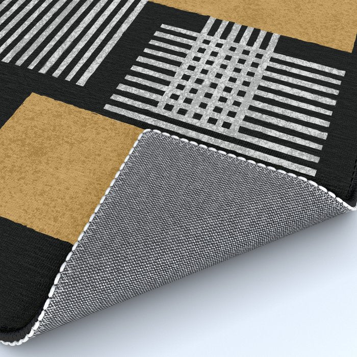 Stripes and Squares on Black Composition - Abstract Rug Gallery Image 4