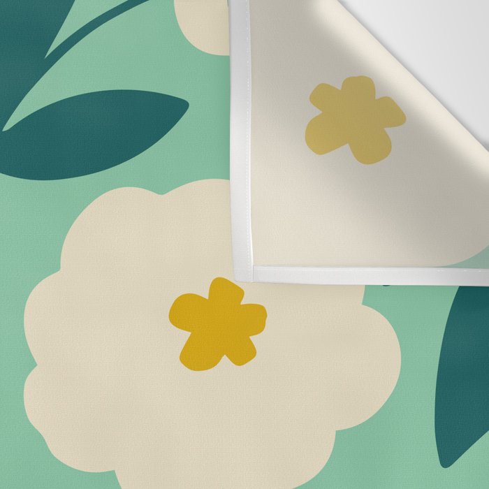 Bold Flower - Green, yellow and white Wall Tapestry Gallery Image 3