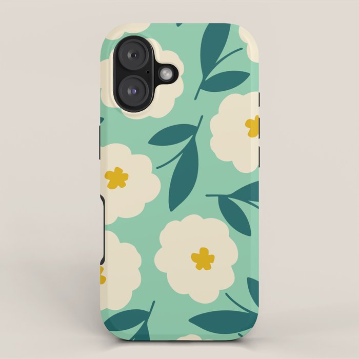 Bold Flower - Green, yellow and white iPhone Case Gallery Image 1