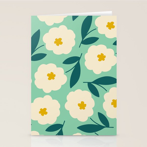 Bold Flower - Green, yellow and white Stationery Card Gallery Image 2