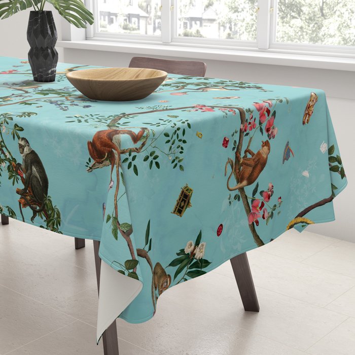 Monkey World Aqua Tablecloth Gallery Image 3