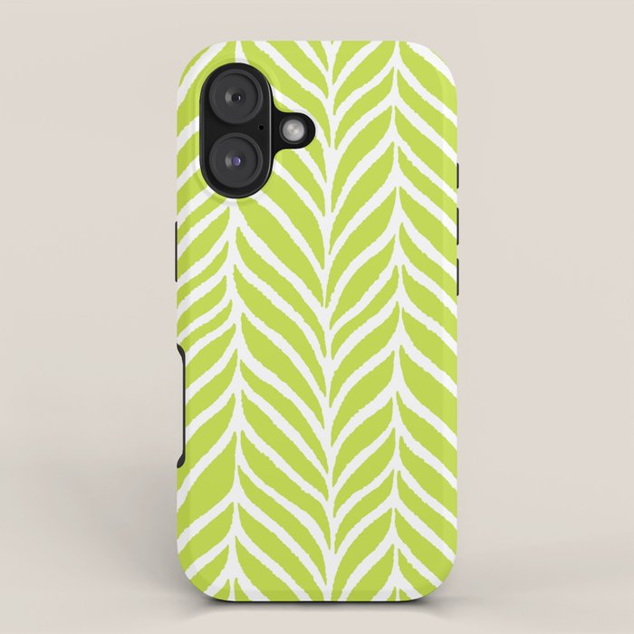 Palm Leaves Pattern Chartreuse Green iPhone Case Gallery Image 1