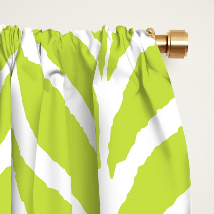 Palm Leaves Pattern Chartreuse Green Window Curtain Gallery Image 2