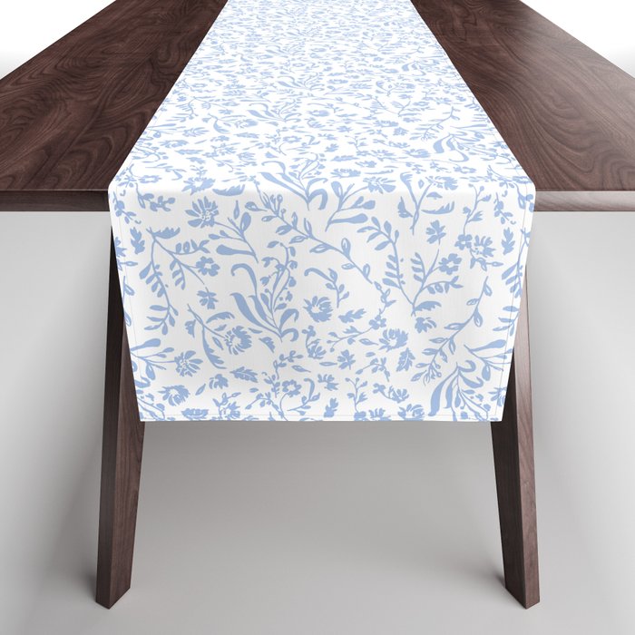Ditsy Toile Floral Blue and White Table Runner Gallery Image 1