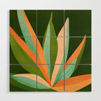 Colorful Agave Painted Cactus Illustration Wood Wall Art Gallery Image 1