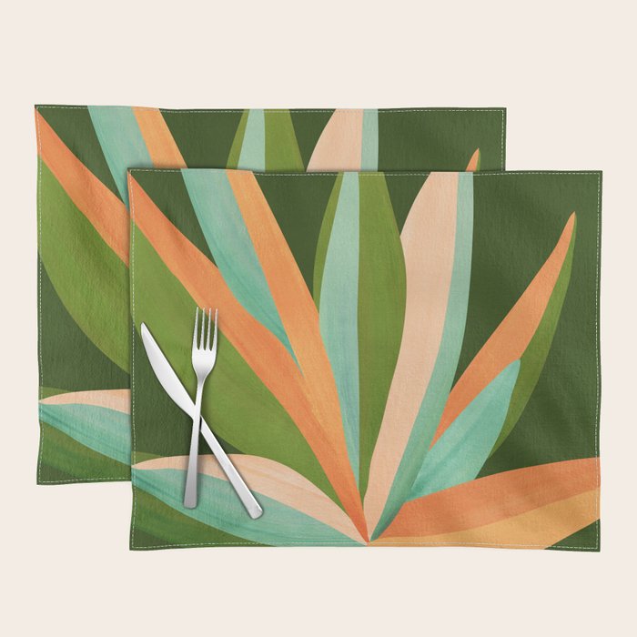 Colorful Agave Painted Cactus Illustration Placemat Gallery Image 1