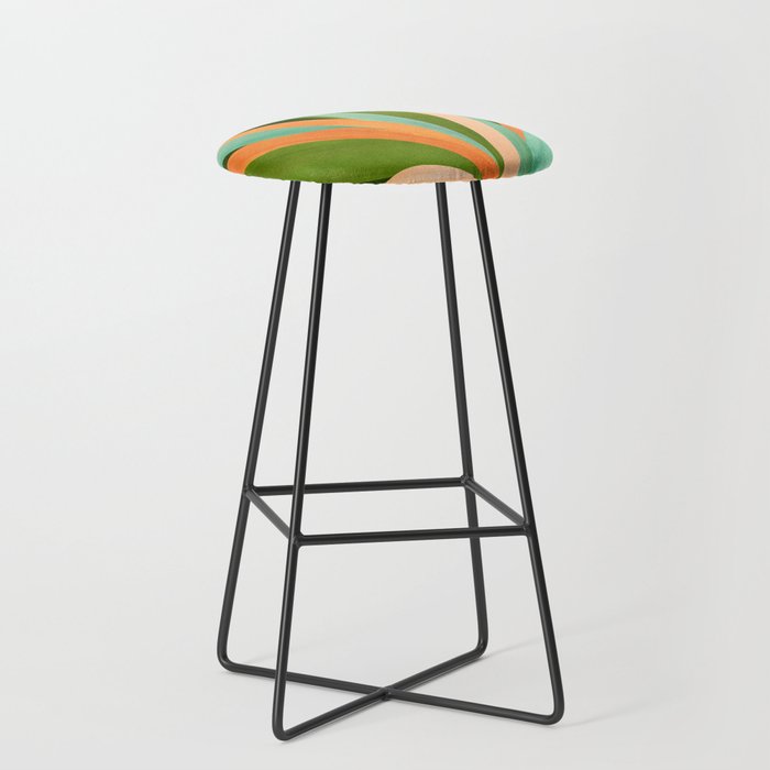 Colorful Agave Painted Cactus Illustration Stool Gallery Image 1
