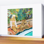 The Wild Side, Human & Nature Connection, Woman With Cheetah Cat, Tiger Painting Wall Mural Gallery Image 2