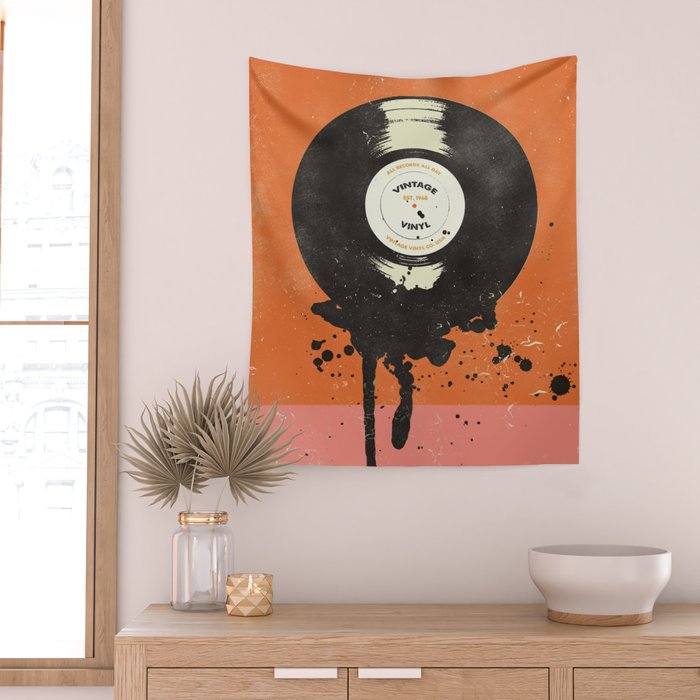VINTAGE VINYL DRIP Wall Tapestry Gallery Image 2