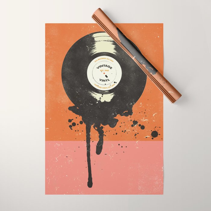 VINTAGE VINYL DRIP Wrapping Paper Gallery Image 1