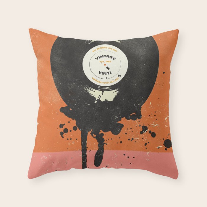 VINTAGE VINYL DRIP Throw Pillow Gallery Image 6
