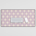 Midcentury Modern Atomic Starburst Pattern in Pretty Lilac and Cream Desk Mat Gallery Image 1