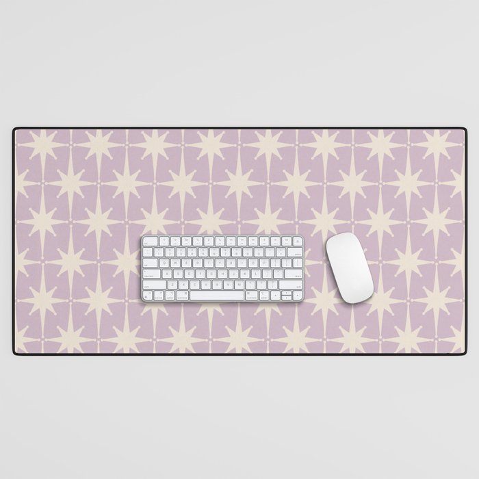 Midcentury Modern Atomic Starburst Pattern in Pretty Lilac and Cream Desk Mat Gallery Image 1