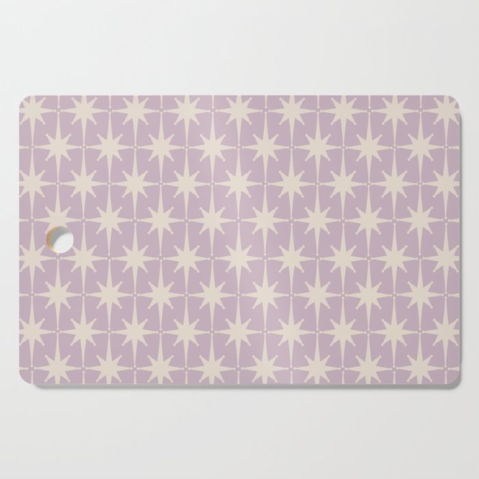 Midcentury Modern Atomic Starburst Pattern in Pretty Lilac and Cream Cutting Board Gallery Image 1