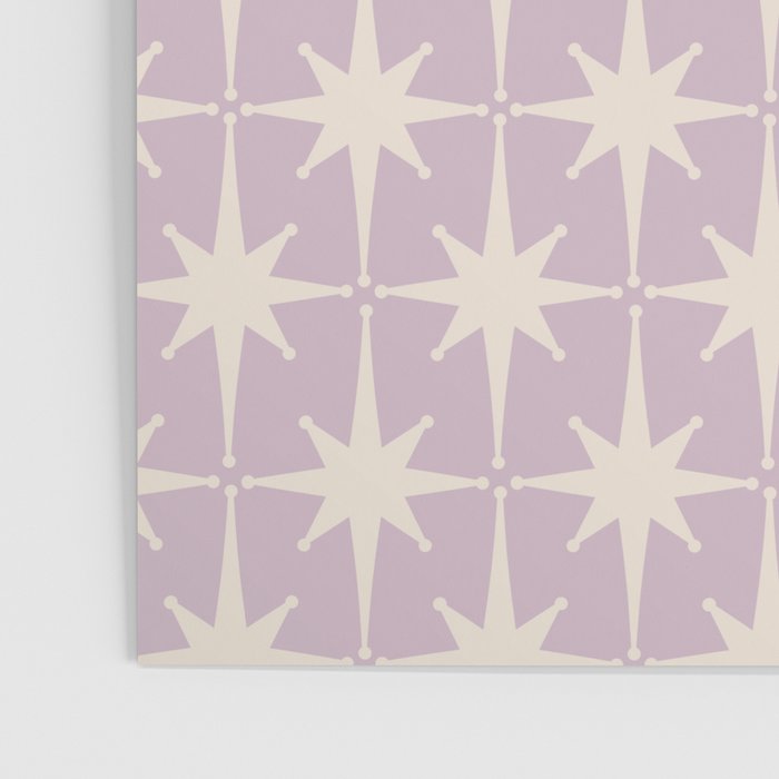 Midcentury Modern Atomic Starburst Pattern in Pretty Lilac and Cream Poster Gallery Image 3