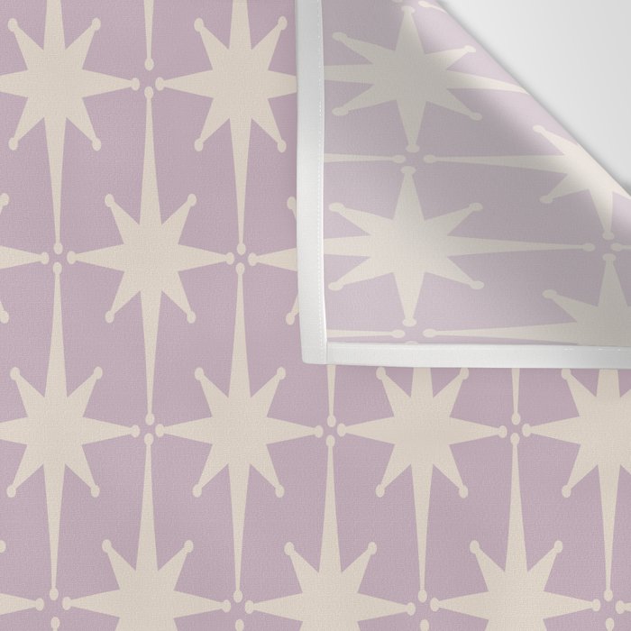 Midcentury Modern Atomic Starburst Pattern in Pretty Lilac and Cream Wall Tapestry Gallery Image 3