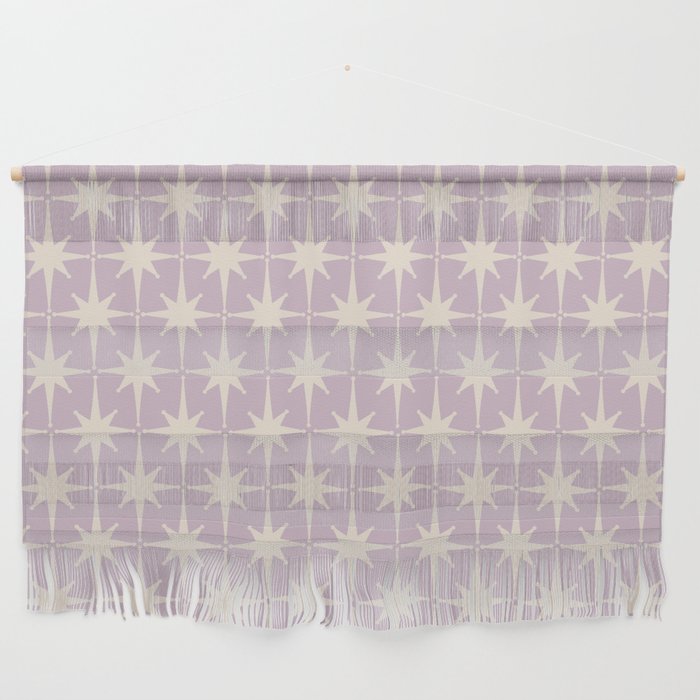 Midcentury Modern Atomic Starburst Pattern in Pretty Lilac and Cream Wall Hanging Gallery Image 1