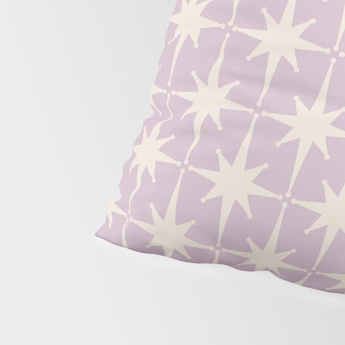 Midcentury Modern Atomic Starburst Pattern in Pretty Lilac and Cream Pillow Sham Gallery Image 4