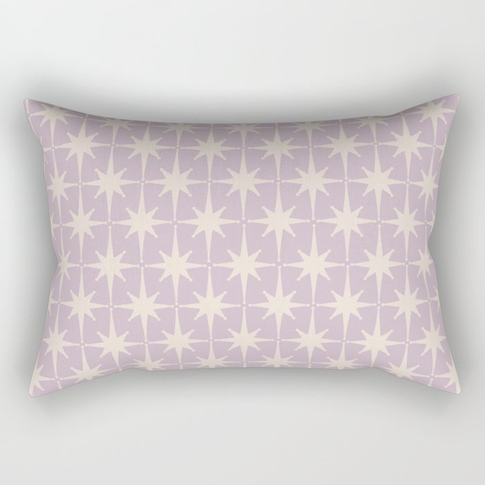Midcentury Modern Atomic Starburst Pattern in Pretty Lilac and Cream Rectangular Pillow Gallery Image 1