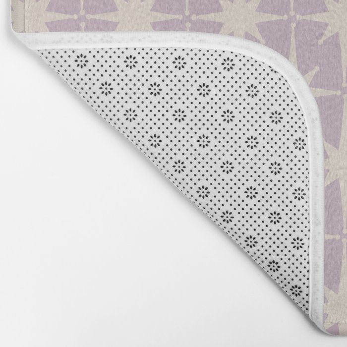 Midcentury Modern Atomic Starburst Pattern in Pretty Lilac and Cream Bath Mat Gallery Image 2