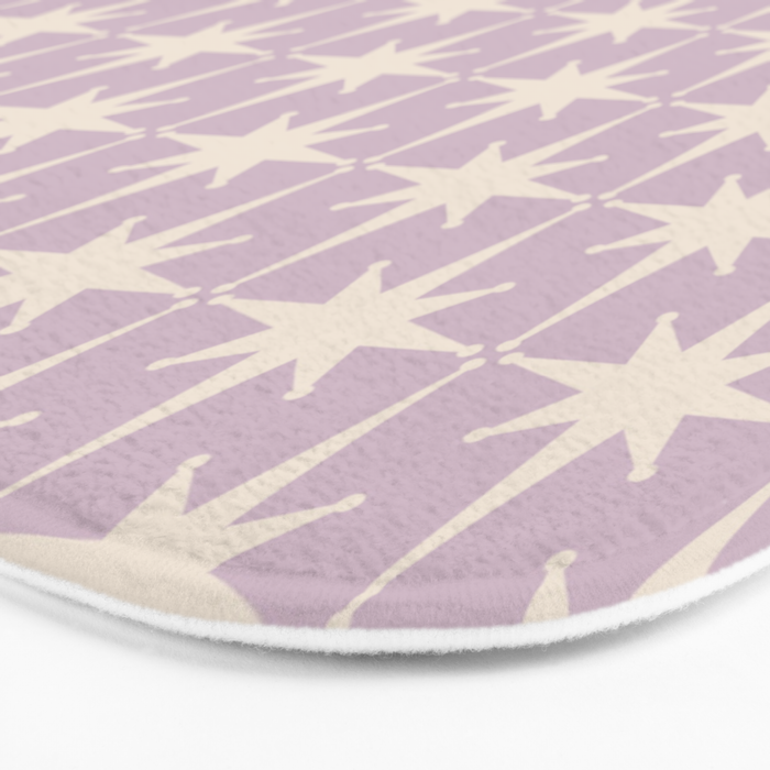 Midcentury Modern Atomic Starburst Pattern in Pretty Lilac and Cream Bath Mat Gallery Image 3