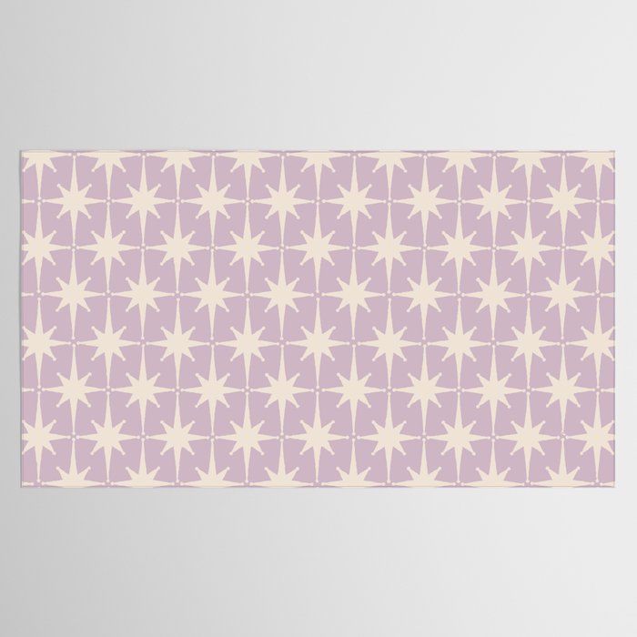 Midcentury Modern Atomic Starburst Pattern in Pretty Lilac and Cream Tablecloth Gallery Image 2