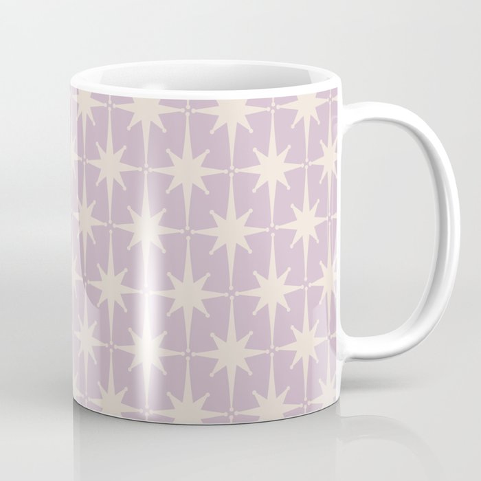 Midcentury Modern Atomic Starburst Pattern in Pretty Lilac and Cream Coffee Mug Gallery Image 1