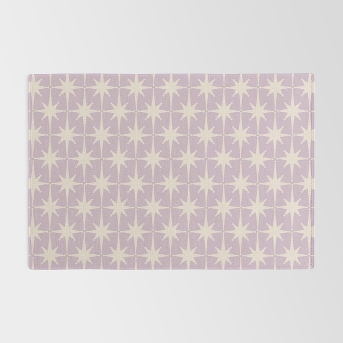 Midcentury Modern Atomic Starburst Pattern in Pretty Lilac and Cream Rug Gallery Image 2