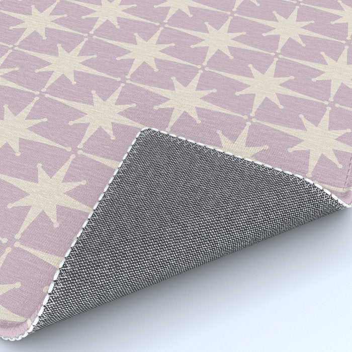 Midcentury Modern Atomic Starburst Pattern in Pretty Lilac and Cream Rug Gallery Image 4