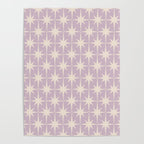 Midcentury Modern Atomic Starburst Pattern in Pretty Lilac and Cream Poster Gallery Image 4