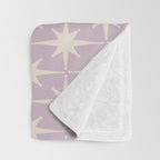 Midcentury Modern Atomic Starburst Pattern in Pretty Lilac and Cream Throw Blanket Gallery Image 3