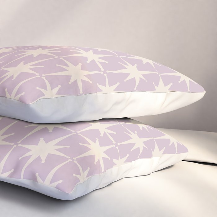 Midcentury Modern Atomic Starburst Pattern in Pretty Lilac and Cream Pillow Sham Gallery Image 3