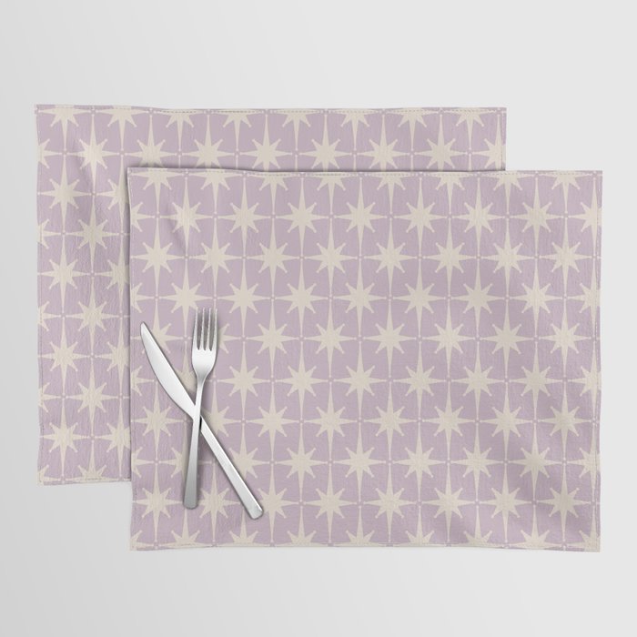 Midcentury Modern Atomic Starburst Pattern in Pretty Lilac and Cream Placemat Gallery Image 1