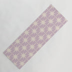 Midcentury Modern Atomic Starburst Pattern in Pretty Lilac and Cream Yoga Mat Gallery Image 1
