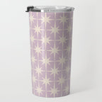 Midcentury Modern Atomic Starburst Pattern in Pretty Lilac and Cream Travel Mug Gallery Image 3